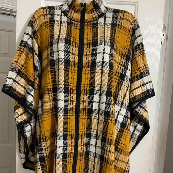 JONES NY SIGNATURE ACCESSORIES TOP. COLOUR - TARTAN PLD MUSTARD. SIZE- L / XL - Picture 2 of 12